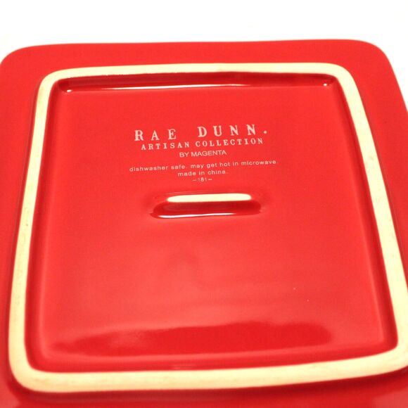 Rae Dunn Joy Square Red Ceramic Christmas Cheese Board 6" x 6" Trivet - Picture 4 of 4